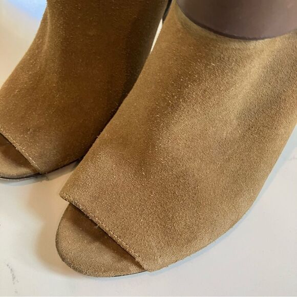 Vince Camuto VC Signature Leather Suede Brown Nikoletta Peep Toe Boots Size 7 - Picture 5 of 16